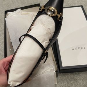 Gucci classic black logo slingback heels